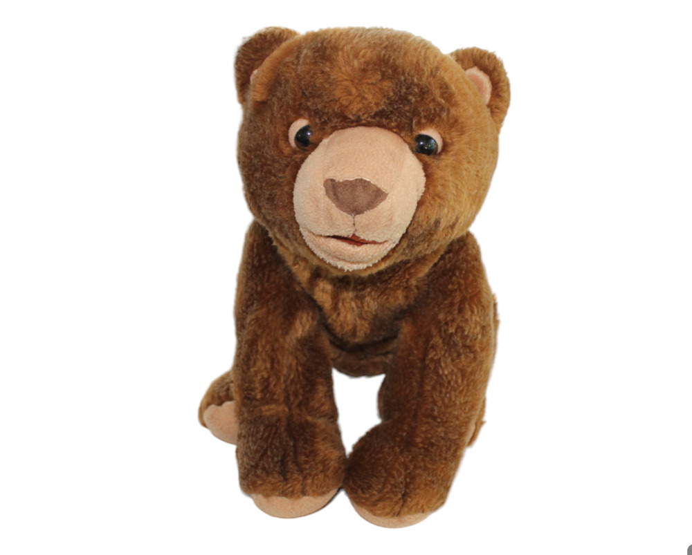 Plush Realistic Bear Stuffed Animal Mid Tone Brown 1980s-90s Vintage PreOwned